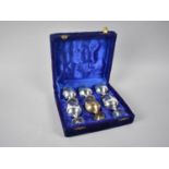 A Mid 20th Century Cased Set of Six Silver Plated Miniature Goblets, Each 6cms High