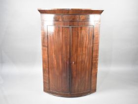 A 19th Century Inlaid Mahogany Bow Fronted Corner Cabinet, 80cm wide