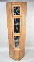 A Mid 20th Century Esavian Oak Freestanding Corner Cupboard with Three Lead Glazed Doors, 58cm wide