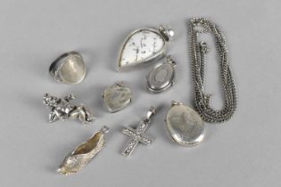 A Collection of Silver and White Metal Items to include Three Silver Lockets, White Metal Crucifix