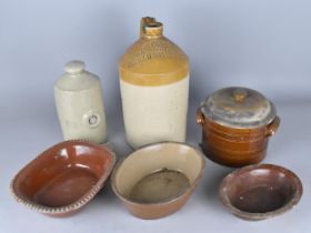 A Collection of Various Vintage Glazed Stonewares to Comprise Brewers Bottle for Simpson's Wine &