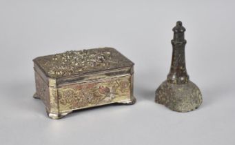 A Japanese Silver Plated Metal Box with Chrysanthemum Decoration in Relief to Hinged Lid together