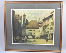 A Framed Print of Continental City Square, 63x51cms