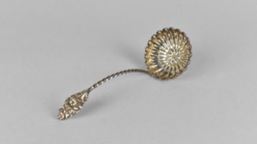 A White Metal Sifter Spoon with Floral Bouquet Finial