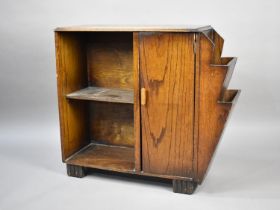 An Art Deco Oak Bookcase with Side Cupboard and Two Magazine Stores, 71cms Wide