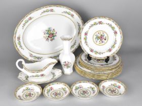 A Coalport Ming Rose Dinner Service to Comprise Large Oval Platter, Six Large Plates, Six Small