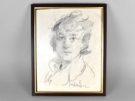A Framed Pencil Sketch Portrait, Signed Robert Lenkiewicz, Subject 29.5x37cm