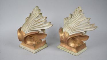 A Pair of Cast Composition Wall Sconces, 17cms High