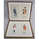 A Pair of Framed Double Military Prints, Officers, '1890 Officer, The Hampshire Carabinas, 1758