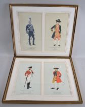 A Pair of Framed Double Military Prints, Officers, '1890 Officer, The Hampshire Carabinas, 1758