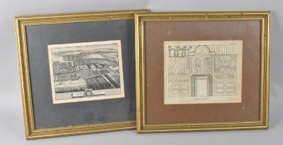 Two Framed Engravings, Garden Design and Bretby Derbyshire, Each 19x14cms