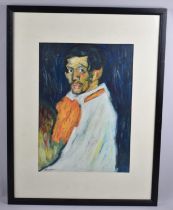 A Framed Gouache, Side Profile of Gentleman with Orange Cravat by Johny Gaston, 29x40cm