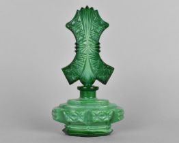 An Early 20th Century Malachite Jade Glass Perfume Bottle, 14cms High