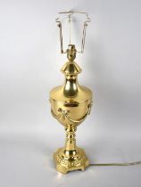 A Modern Heavy Brass Vase Shaped Table Lamp Base, No Shade, 60cms High Overall