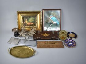 A Collection of Various Sundries to include Silver Plated Fighting Cocks, Cribbage Board and Tie