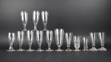 A Collection of 19th Century Drinking Glasses to Comprise Two Drinking Glasses with Fluted Bowls