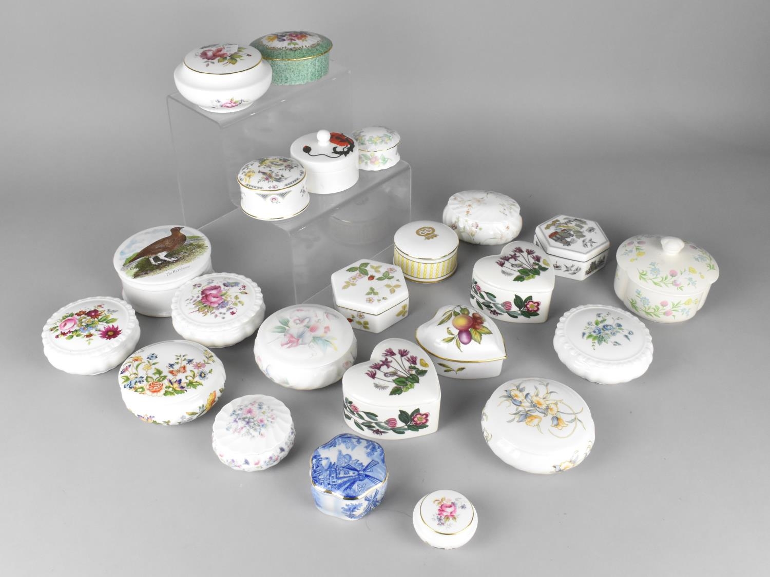A Collection of Various Ceramic Lidded Boxes to Include Examples by Wedgwood, Portmeirion, Aynsley