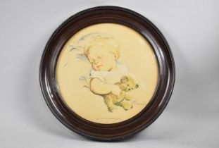 A Circular American Print of Sleeping Child, The End of a Perfect Day, 27cm Diameter