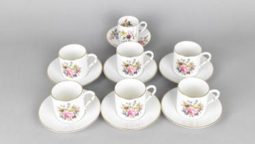 A Royal Worcester Floral Decorated Coffee Set for Six Together with a Royal Worcester Roanoke Coffee