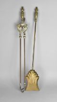 Two Long Handled Brass Fire Irons, 75cms Long