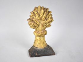 A Cold Painted Cast Iron Door Stop in the Form of a Wheatsheaf, 19cms High