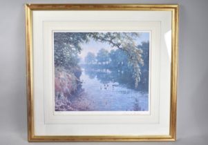 A Framed Limited Edition James Preston Print, Swans, Signed and no. 50/500, 40x33cm