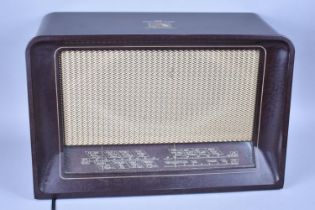 A Vintage HMV Bakelite Cased Three Band Radio, 50cms Wide