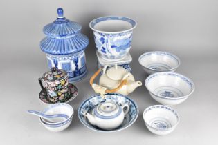 A Collection of Various Modern Oriental Ceramics to Comprise Ceramic Storage Jar in the Form of a