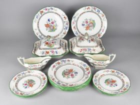 A Copeland Spode Chinese Rose Dinner Service to Comprise Two Large Plates, Six Small Plates, Six
