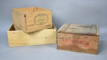 A Vintage Moussec Baby Bottle Crate, Australian Cheese Box and One Other