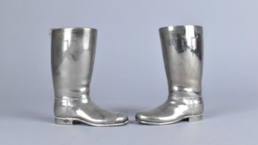 A Pair of Silver Plated Novelty Spirit Measures in the Form of Riding Boots, 8.5ms High