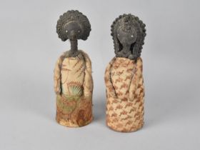 A Pair of African Souvenir Figures from Ghana, 20.5cms High