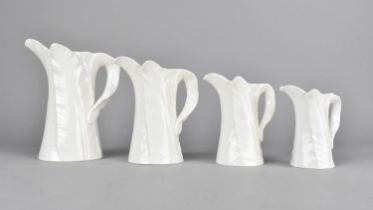 A Set of Four Graduated Royal Worcester Leafware Jugs, Tallest 15.5cm high