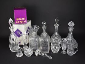 A Collection of Various Cut Glass to Comprise Decanters, Vases etc (Varying Condition)