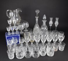 A Collection of Various Cut Glass Drinking Glasses to Comprise Small Wines, Sherries, Tumblers,