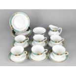 A Swansea China Tea Set with Blue Marbled and Patterned Trim to Comprise Six Cups, Six Saucers, Five