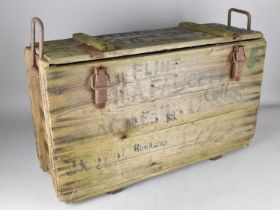 A Vintage Wooden and Iron Mounted Ammunition Box, 69cm wide