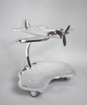 A Modern Aluminium Study of an Aeroplane Flying Over Map Outline of Australia, 14cms High, Plus VAT