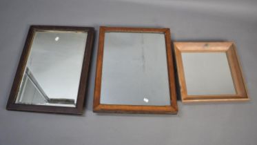 Three Wooden Framed Wall Mirrors