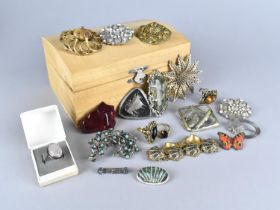 A Collection of Various Costume Jewellery to Comprise Brooches, Pretty Silver Blue Stone and