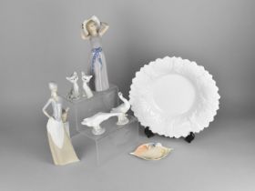 A Collection of Various Ceramics to Comprise Nao and Lladro Figures, Lladro Ducks, Franz Dish,