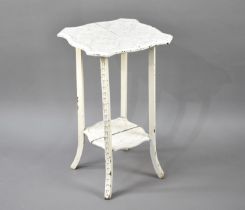 A Cream Painted Two Tier Edwardian Table, In Need of Some Attention, 39cms Square