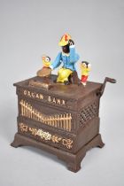 A Reproduction Cold Painted Cast Iron Copy of a Street Organ Bank, Working Order, 13cms Wide, Plus