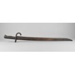 A 19th Century French 1866 Pattern Chassepot Rifle Sword Bayonet with Ribbed Handle and Recurved