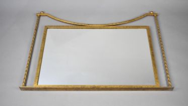 A Late 20th Century Gilt Metal Over Mantel Mirror with Barley Twist Supports, 112cms Wide and