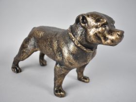 A Bronze Effect Cast Iron Study of a Pitbull Terrier, 30cms Long, Plus VAT