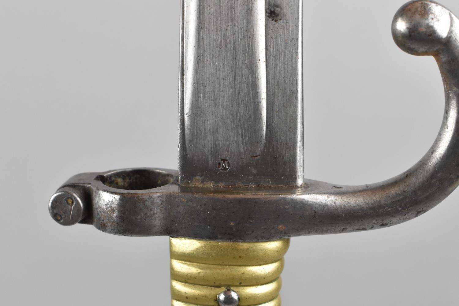 A 19th Century French 1866 Pattern Chassepot Rifle Sword Bayonet with Ribbed Brass Handle and - Image 6 of 8