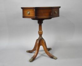 A Reproduction Mahogany Octagonal Topped Drum Table, Tooled Leather Insert, 47cms Diameter