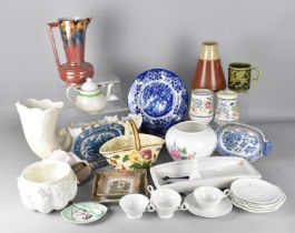 A Collection of Ceramics to Comprise White Glazed Cornucopia, Poole Twin Tone Shell, Coalport, Poole