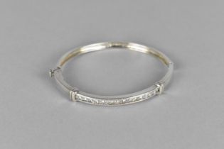 A Silver and Cz Mounted Hinged Bangle